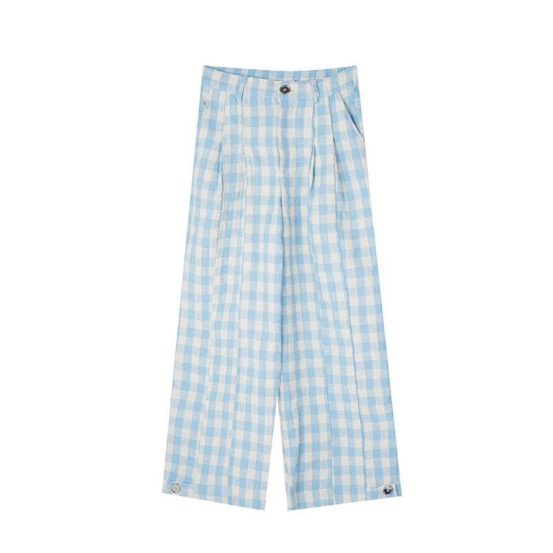 Loose Relaxed Checkered Wide-Leg Pants for Women - Casual Floor-Length Yamamoto Style for Spring and Autumn Fashion Loose Relaxed Checkered Wide-Leg Pants for Women - Casual Floor-Length Yamamoto Style for Spring and Autumn Fashion