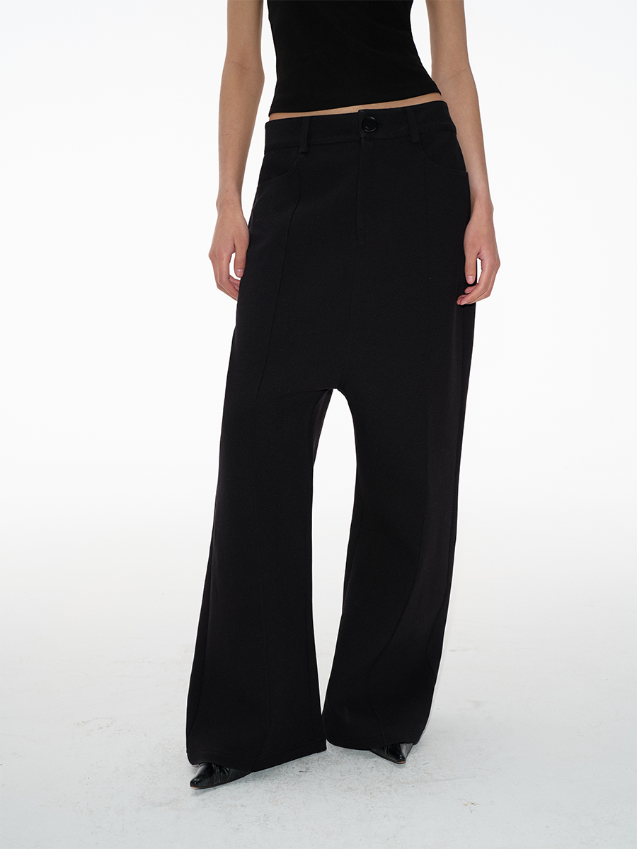Low-Crotch Slightly Flared Trousers - Fine-Spun Fabric, Casual Chic Design, Trendy Y2K Style Suit Pants for Effortless Fashion Low-Crotch Slightly Flared Trousers - Fine-Spun Fabric, Casual Chic Design, Trendy Y2K Style Suit Pants for Effortless Fashion