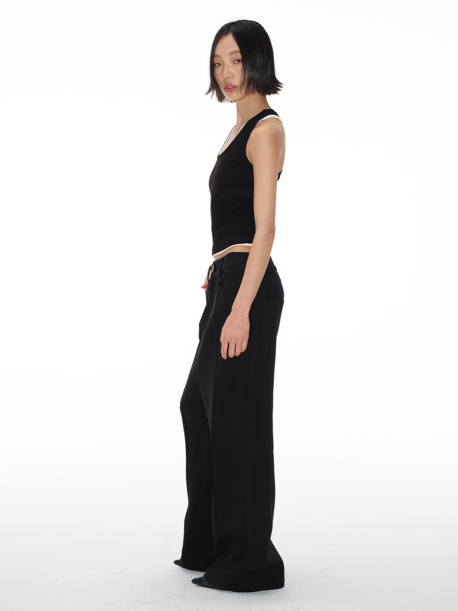 Low-Crotch Slightly Flared Trousers - Fine-Spun Fabric, Casual Chic Design, Trendy Y2K Style Suit Pants for Effortless Fashion Low-Crotch Slightly Flared Trousers - Fine-Spun Fabric, Casual Chic Design, Trendy Y2K Style Suit Pants for Effortless Fashion