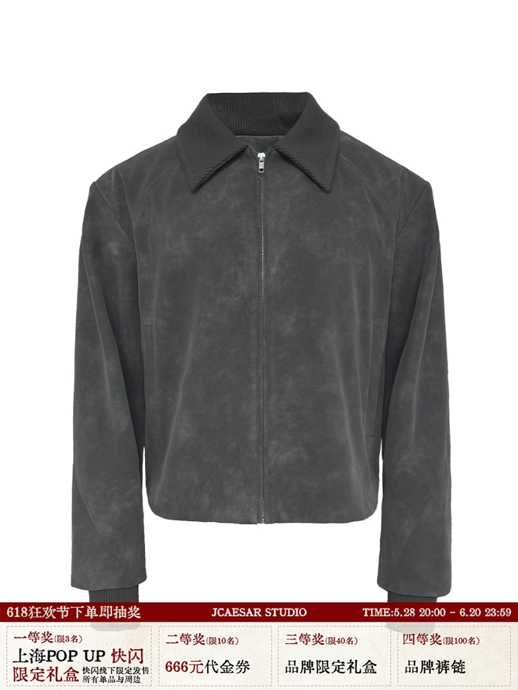 Matte Effect Ribbed Sleeve Leather Jacket with Raglan Structure and Ribbed Cuffs - Chic Fur Coat Style for a Bold Look