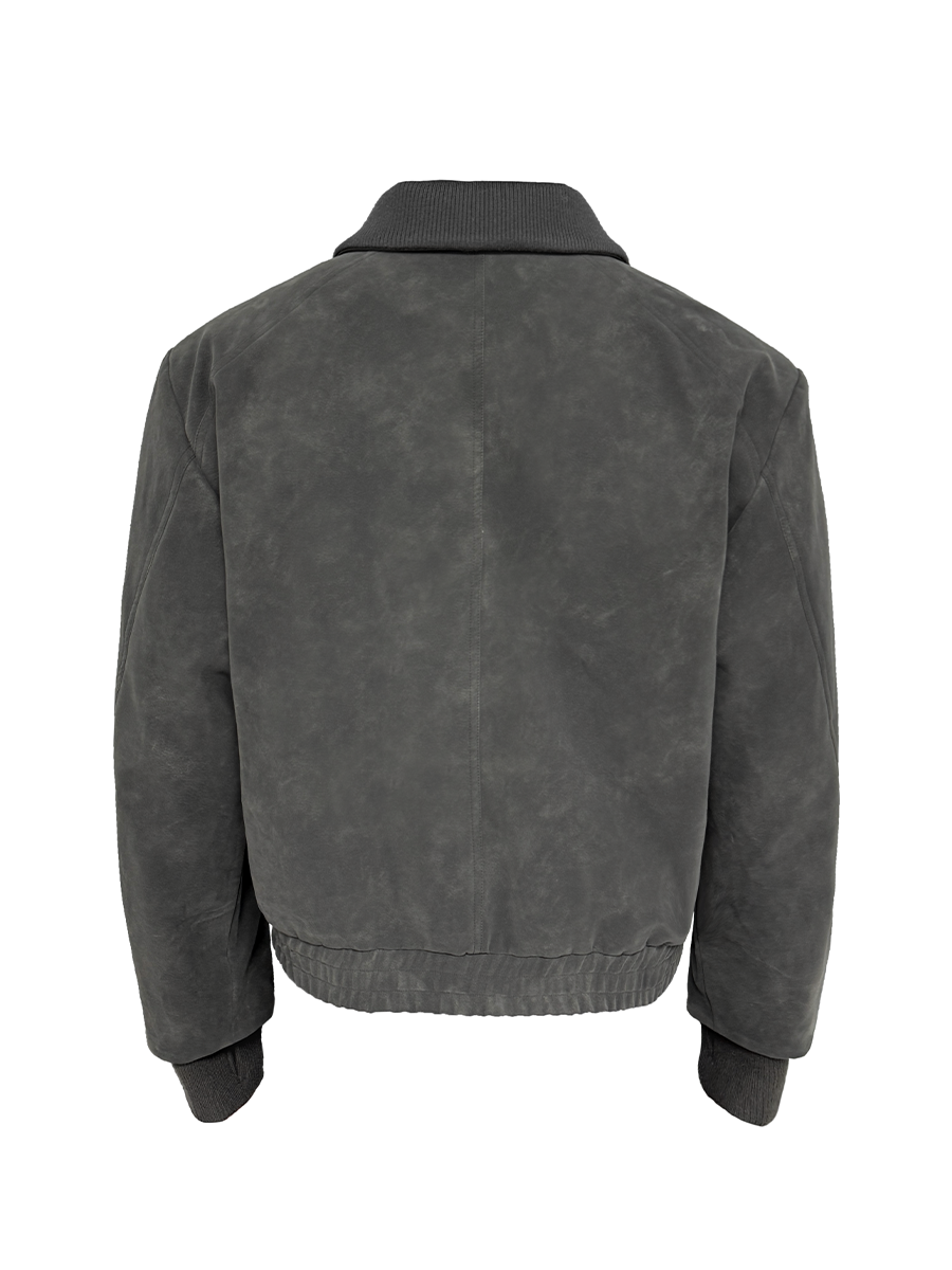 Matte Effect Ribbed Sleeve Leather Jacket with Raglan Structure and Ribbed Cuffs - Chic Fur Coat Style for a Bold Look Matte Effect Ribbed Sleeve Leather Jacket with Raglan Structure and Ribbed Cuffs - Chic Fur Coat Style for a Bold Look