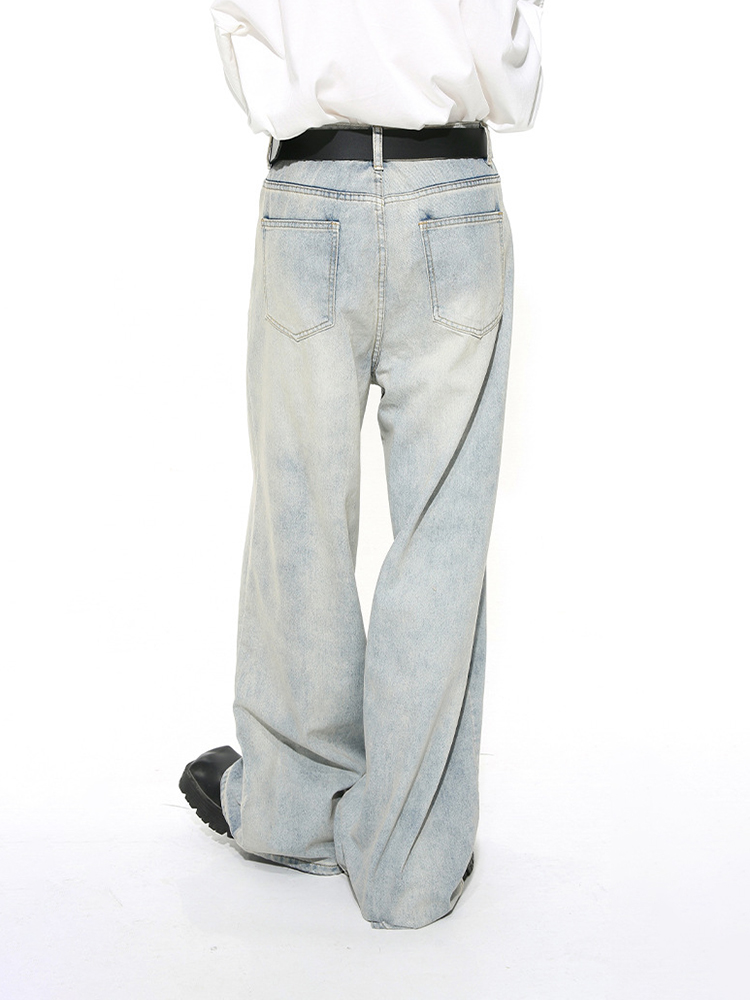 Men's American Retro Clean-Fit Design Washed Straight-Leg Jeans, Loose Casual Wide-Leg Floor-Length Pants Men's American Retro Clean-Fit Design Washed Straight-Leg Jeans, Loose Casual Wide-Leg Floor-Length Pants