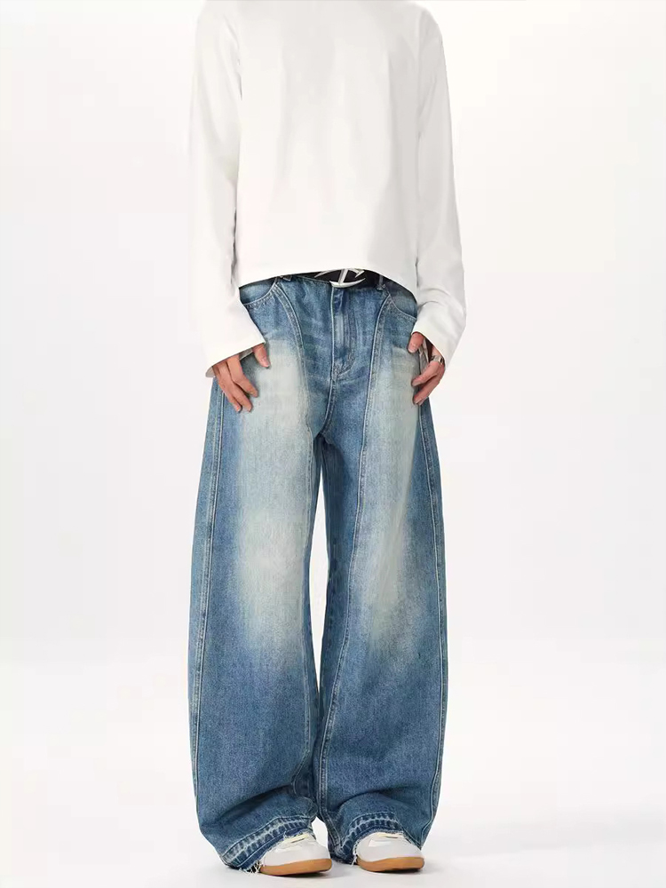 Men's American Retro Deconstructed Curved Knife Jeans - Clean Fit, Trendy Tailored Silhouette, Y2K Banana Pants Men's American Retro Deconstructed Curved Knife Jeans - Clean Fit, Trendy Tailored Silhouette, Y2K Banana Pants