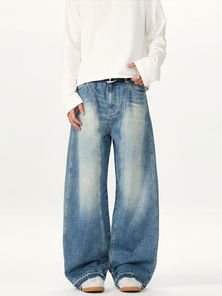 Men's American Retro Deconstructed Curved Knife Jeans - Clean Fit, Trendy Tailored Silhouette, Y2K Banana Pants Men's American Retro Deconstructed Curved Knife Jeans - Clean Fit, Trendy Tailored Silhouette, Y2K Banana Pants