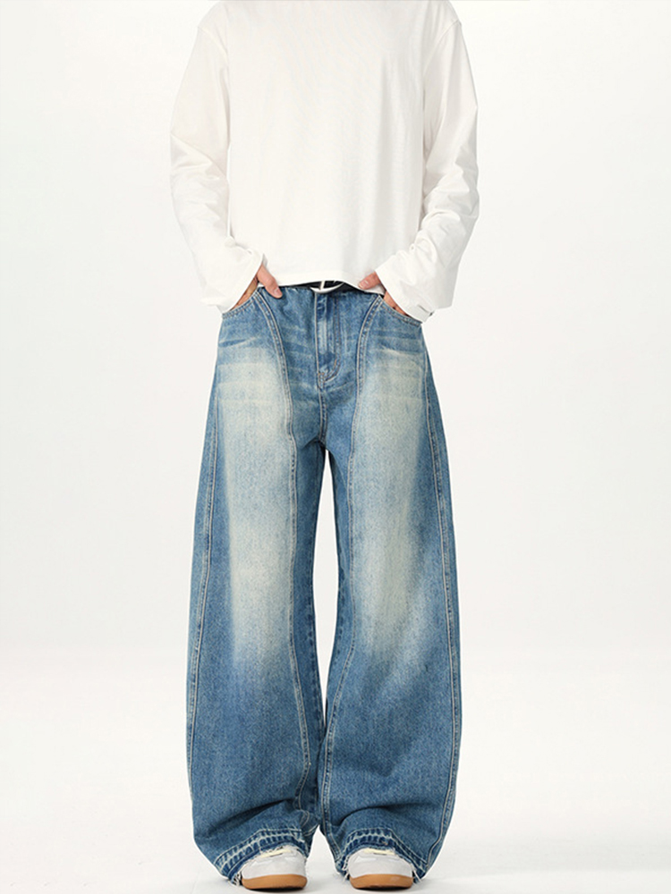 Men's American Retro Deconstructed Curved Knife Jeans - Clean Fit, Trendy Tailored Silhouette, Y2K Banana Pants Men's American Retro Deconstructed Curved Knife Jeans - Clean Fit, Trendy Tailored Silhouette, Y2K Banana Pants