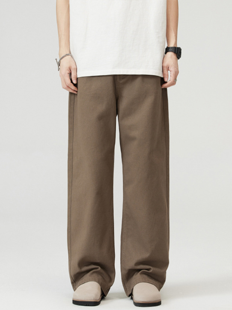 Men's American Retro White Wide-Leg Jeans, Loose Straight Fit, High-End Solid Color, Floor-Length Fashion Pants Men's American Retro White Wide-Leg Jeans, Loose Straight Fit, High-End Solid Color, Floor-Length Fashion Pants