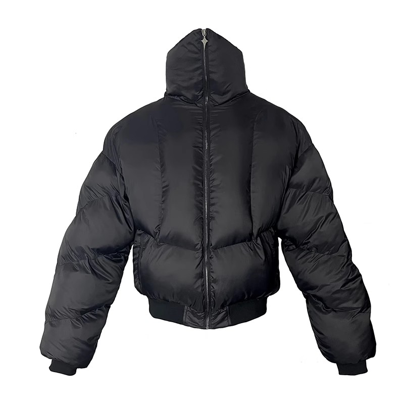 Men's Black Duck Down Jacket with Cross Star Design - Warm Armor Coat for Winter, Street Style