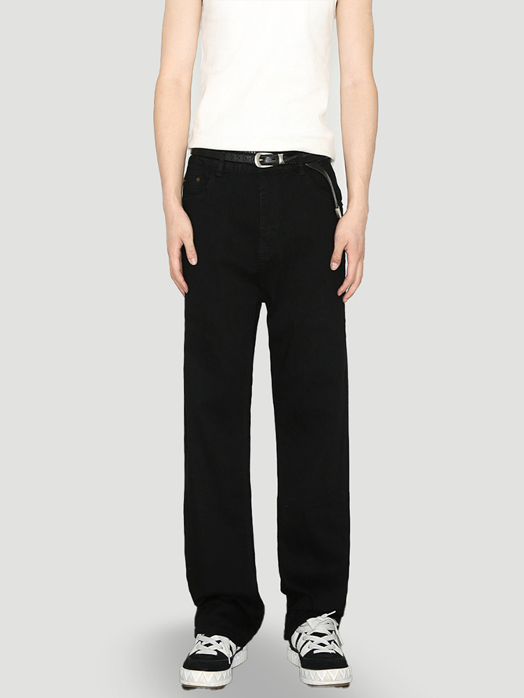 Men's Black Stretchy Slim-Fit High Street Jeans - Versatile Casual Long Pants for Everyday Wear Men's Black Stretchy Slim-Fit High Street Jeans - Versatile Casual Long Pants for Everyday Wear