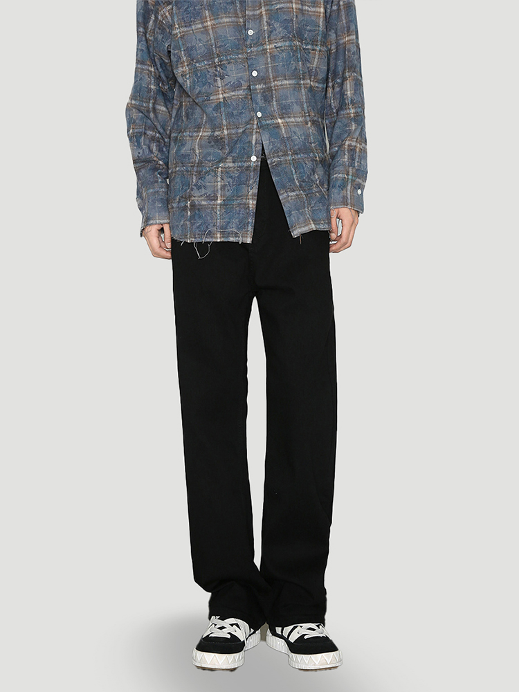 Men's Black Stretchy Slim-Fit High Street Jeans - Versatile Casual Long Pants for Everyday Wear Men's Black Stretchy Slim-Fit High Street Jeans - Versatile Casual Long Pants for Everyday Wear