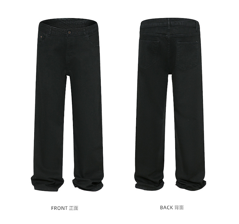 Men's Black Stretchy Slim-Fit High Street Jeans - Versatile Casual Long Pants for Everyday Wear