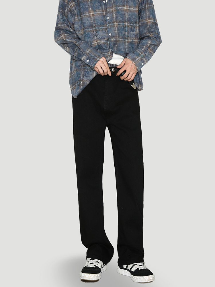 Men's Black Stretchy Slim-Fit High Street Jeans - Versatile Casual Long Pants for Everyday Wear Men's Black Stretchy Slim-Fit High Street Jeans - Versatile Casual Long Pants for Everyday Wear