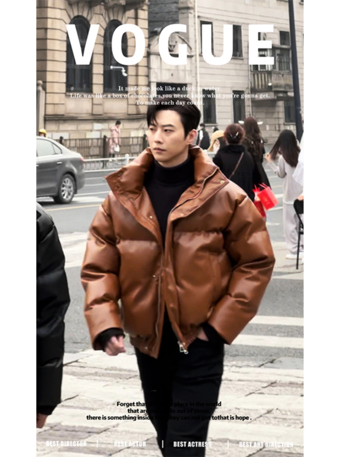 Men's Dragon Dadao Trendy Casual Faux Leather Jacket - Warm Padded Bread Jacket for Autumn & Winter