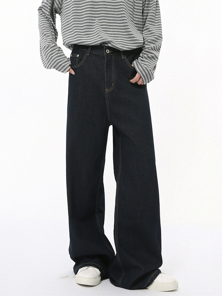 Men's Dropped Crotch Wide Leg Casual Jeans in Cow Print - Trendy American Style Loose Straight Long Pants Men's Dropped Crotch Wide Leg Casual Jeans in Cow Print - Trendy American Style Loose Straight Long Pants