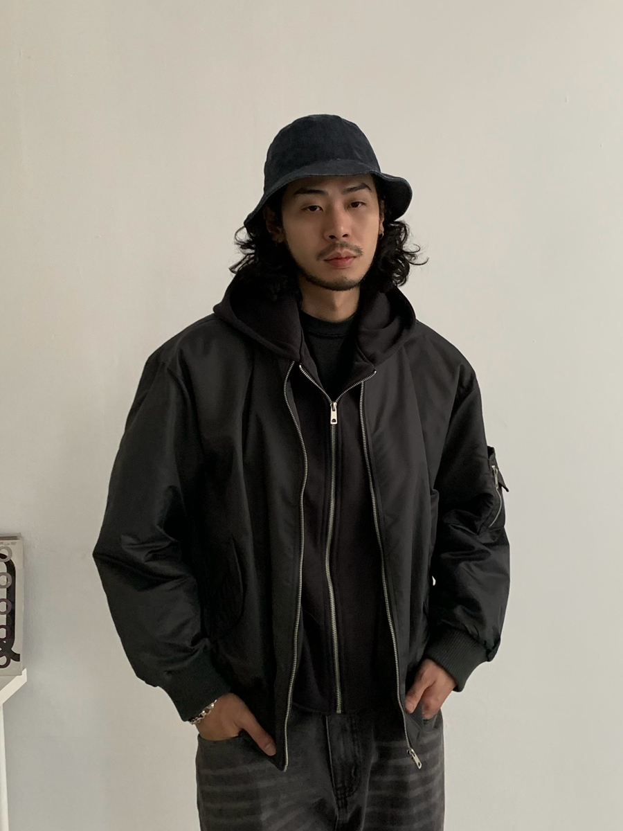 Men's Japanese Winter MA1 Pilot Jacket - Thick Cotton Coat, Vintage Streetwear, Fake Two-Piece Design, American Style