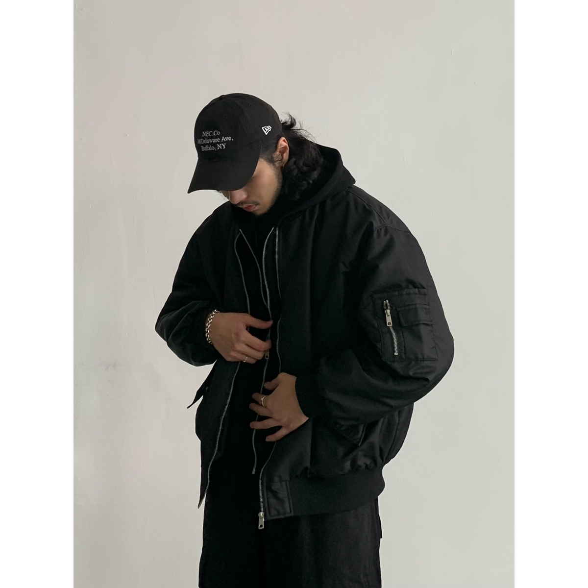 Men's Japanese Winter MA1 Pilot Jacket - Thick Cotton Coat, Vintage Streetwear, Fake Two-Piece Design, American Style