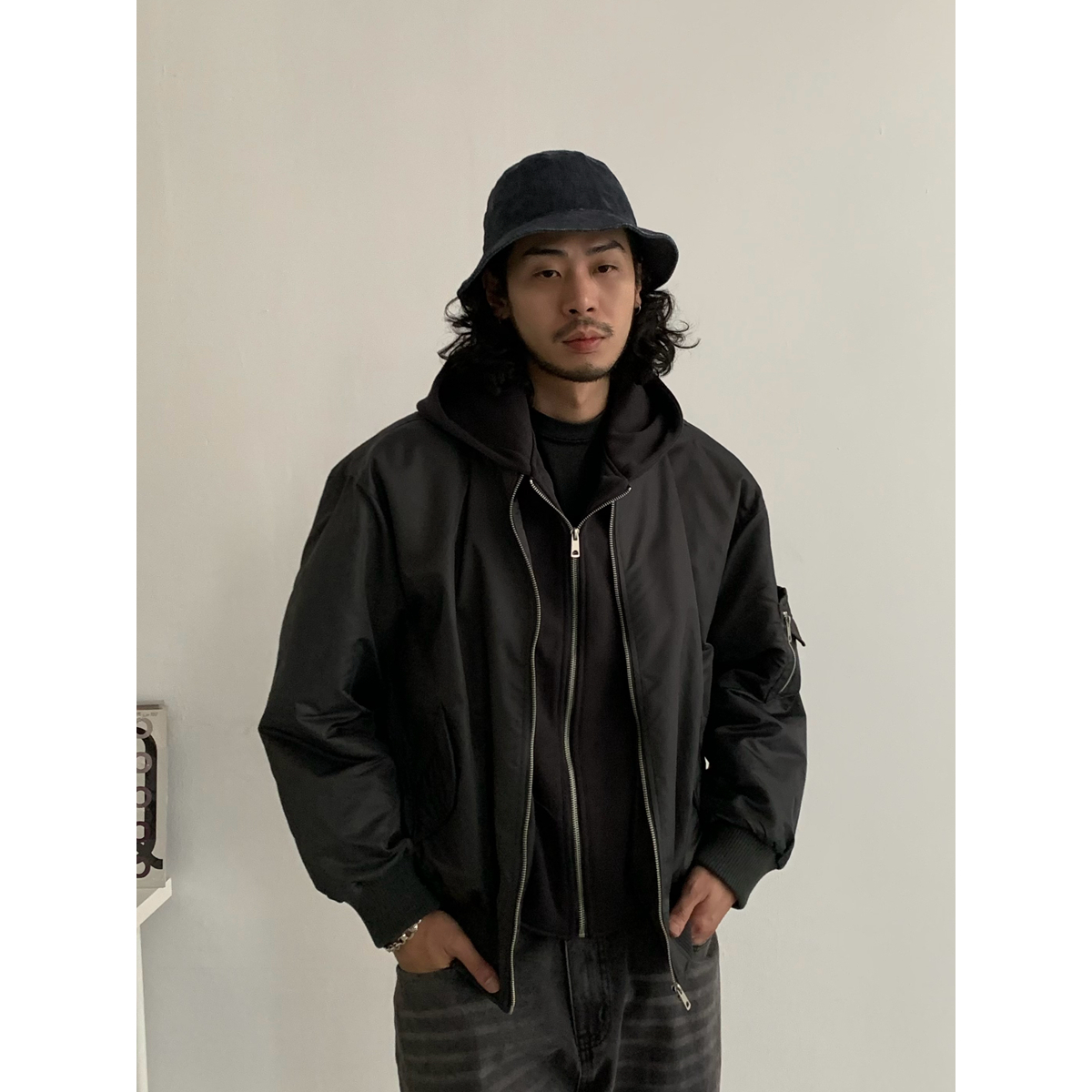 Men's Japanese Winter MA1 Pilot Jacket - Thick Cotton Coat, Vintage Streetwear, Fake Two-Piece Design, American Style Men's Japanese Winter MA1 Pilot Jacket - Thick Cotton Coat, Vintage Streetwear, Fake Two-Piece Design, American Style