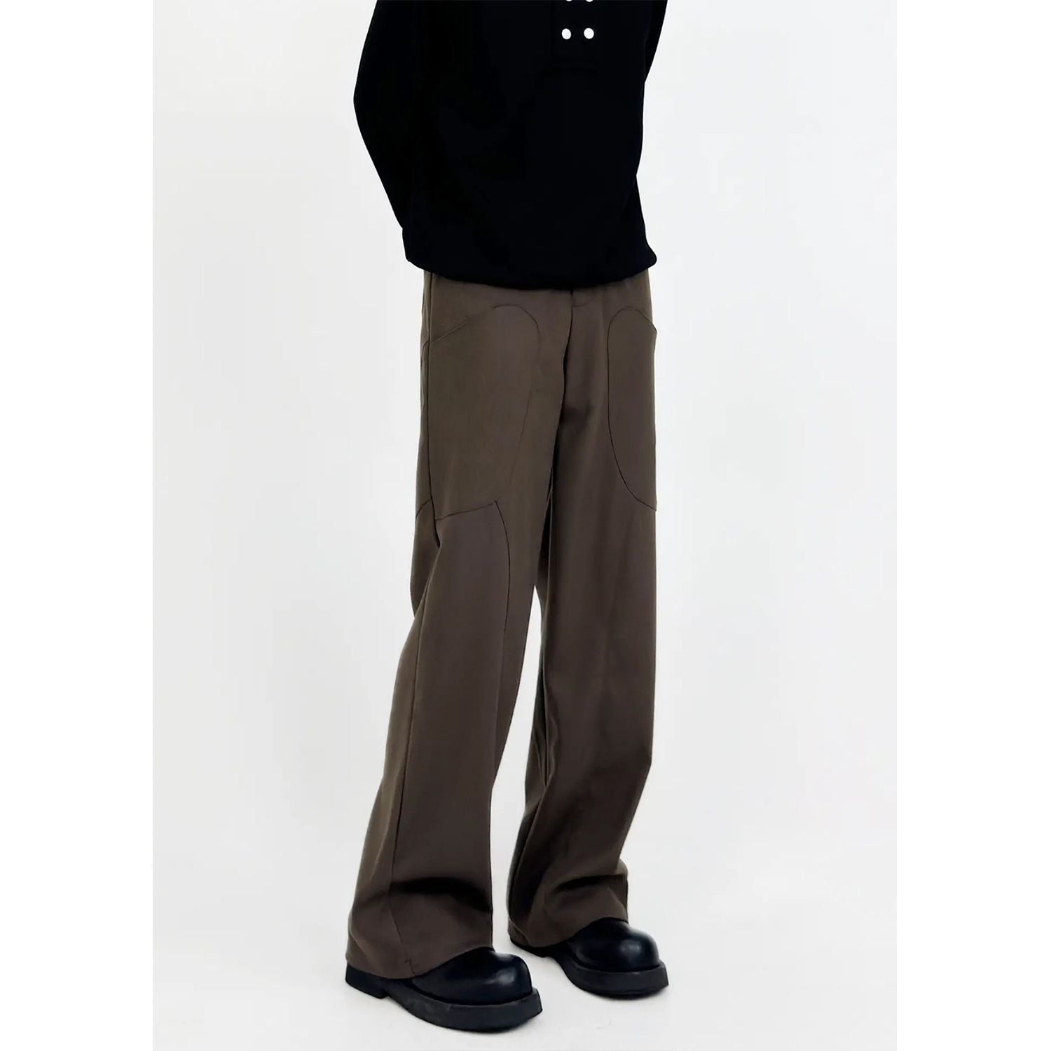 Men's Loose Straight Wool Suit Pants with Draped Design - Casual Thick Cleanfit Style Men's Loose Straight Wool Suit Pants with Draped Design - Casual Thick Cleanfit Style