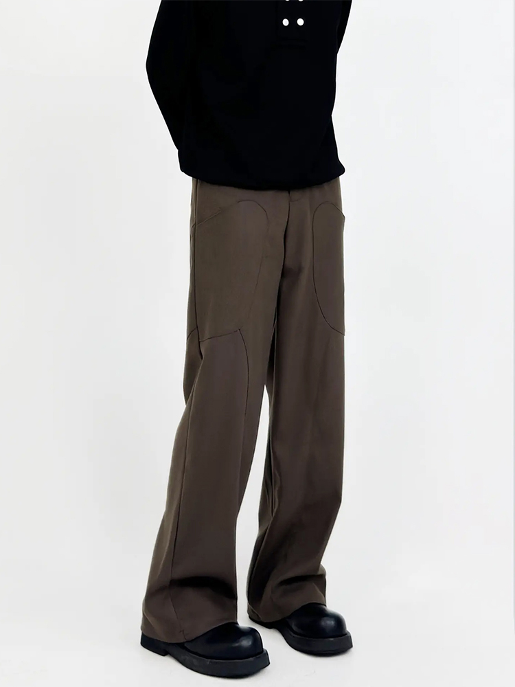 Men's Loose Straight Wool Suit Pants with Draped Design - Casual Thick Cleanfit Style