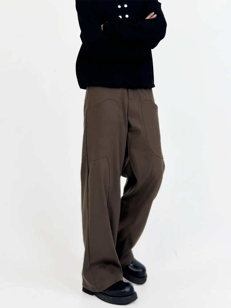 Men's Loose Straight Wool Suit Pants with Draped Design - Casual Thick Cleanfit Style Men's Loose Straight Wool Suit Pants with Draped Design - Casual Thick Cleanfit Style