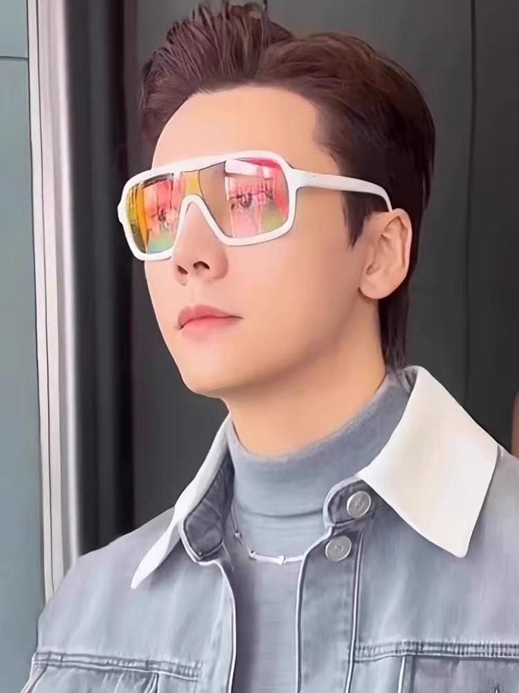 Men's Oversized Cool Sunglasses for Big Faces - Slimming Cycling Windproof Goggles - Trendy 90s Y2K Style Eyewear Men's Oversized Cool Sunglasses for Big Faces - Slimming Cycling Windproof Goggles - Trendy 90s Y2K Style Eyewear