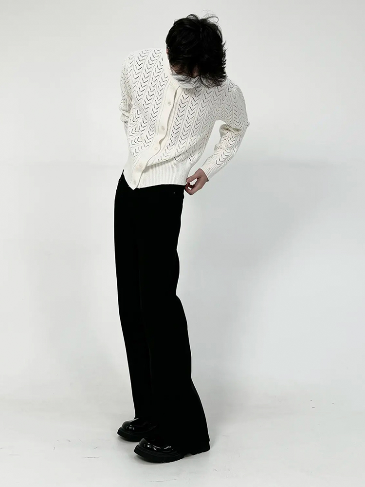 Men's Pure Black Micro-Flare Jeans - Slim Fit, Washed Finish, Versatile Style for Commuting, Casual Wear, Y2K Fashion Men's Pure Black Micro-Flare Jeans - Slim Fit, Washed Finish, Versatile Style for Commuting, Casual Wear, Y2K Fashion