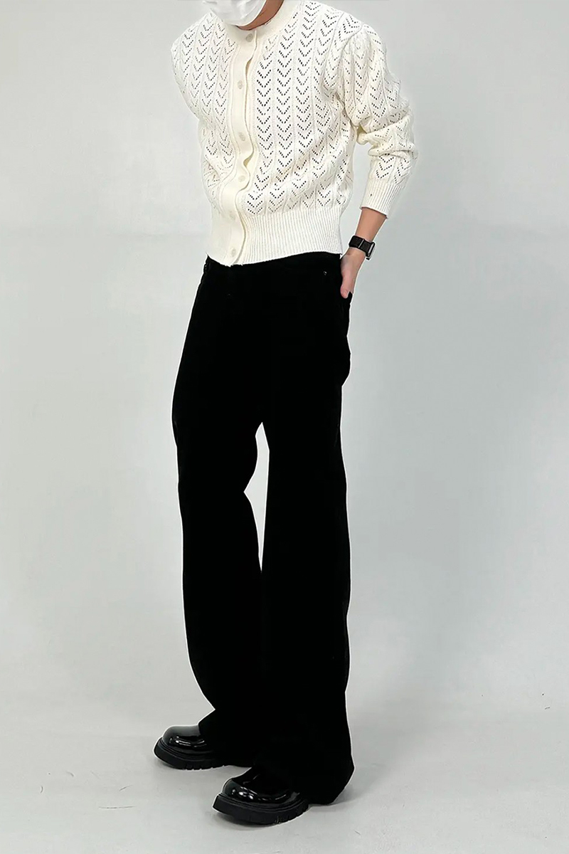 Men's Pure Black Micro-Flare Jeans - Slim Fit, Washed Finish, Versatile Style for Commuting, Casual Wear, Y2K Fashion