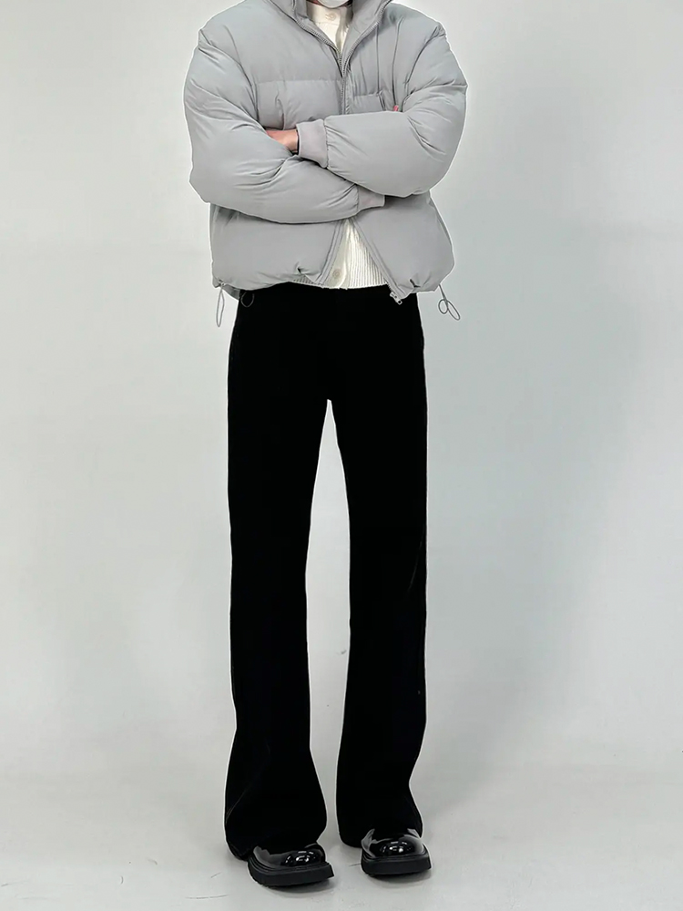 Men's Pure Black Micro-Flare Jeans - Slim Fit, Washed Finish, Versatile Style for Commuting, Casual Wear, Y2K Fashion Men's Pure Black Micro-Flare Jeans - Slim Fit, Washed Finish, Versatile Style for Commuting, Casual Wear, Y2K Fashion