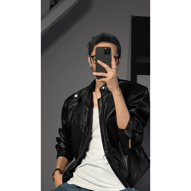 Men's Retro Dragon Dadao Leather Jacket - Trendy Short Motorcycle Jacket in 2025 American Style