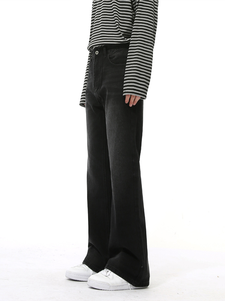 Men's Retro Washed Micro-Flare Jeans - Clean Fit High Street Style, Loose Straight Long Pants, Perfect for 90s and Y2K Fashion. Men's Retro Washed Micro-Flare Jeans - Clean Fit High Street Style, Loose Straight Long Pants, Perfect for 90s and Y2K Fashion.