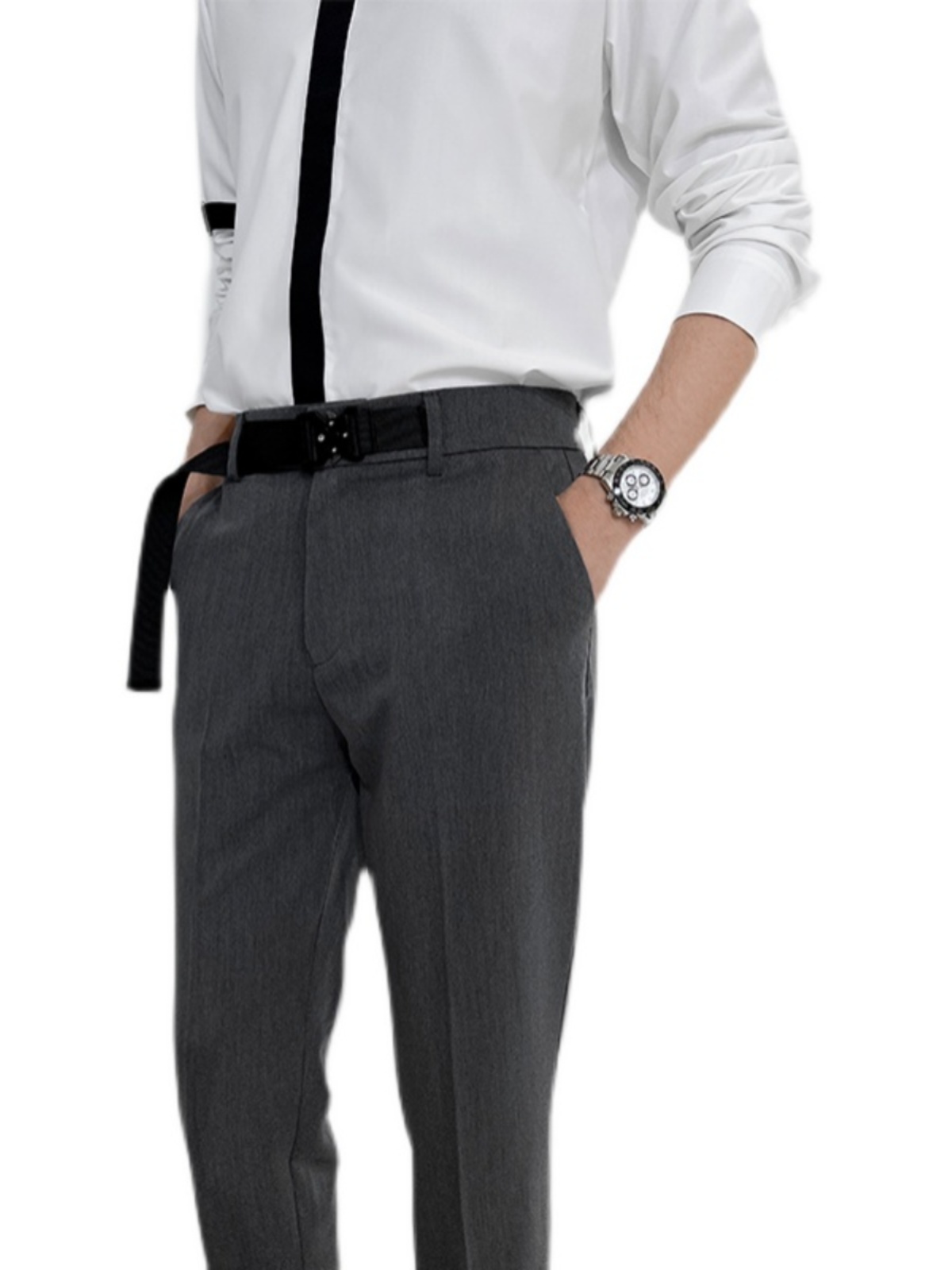 Men's Slim-Fit Cropped Trousers - High-End Business Casual Style for Modern Looks Men's Slim-Fit Cropped Trousers - High-End Business Casual Style for Modern Looks