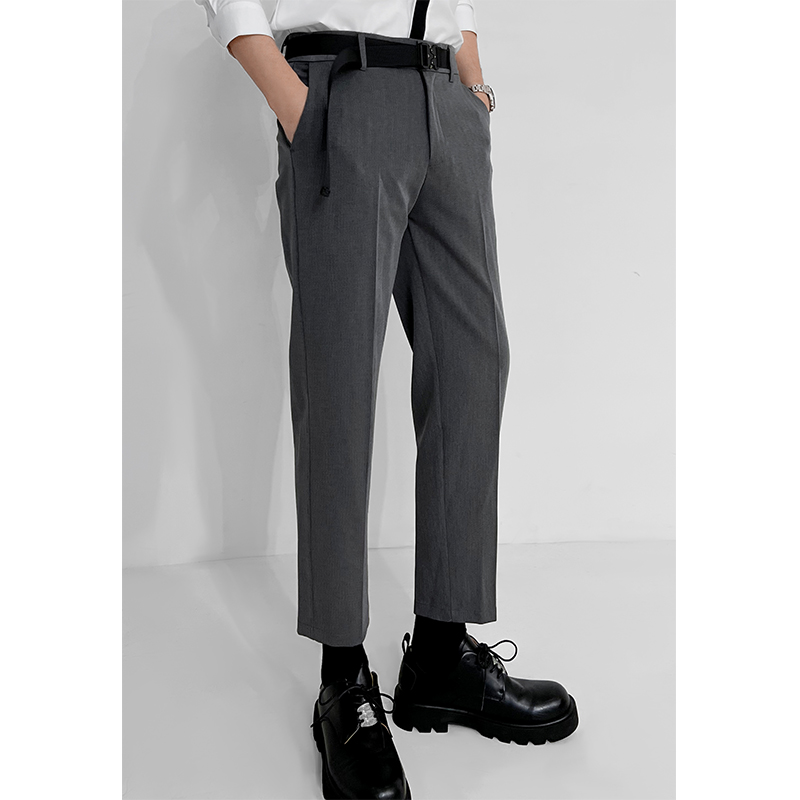 Men's Slim-Fit Cropped Trousers - High-End Business Casual Style for Modern Looks Men's Slim-Fit Cropped Trousers - High-End Business Casual Style for Modern Looks