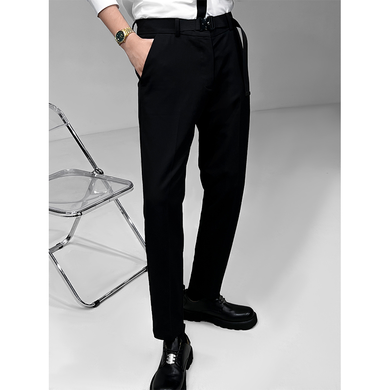 Men's Slim-Fit Cropped Trousers - High-End Business Casual Style for Modern Looks