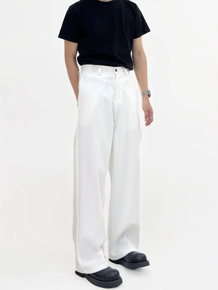 Men's Summer 3D White Straight Loose Casual Pants with Draping Effect - Heavyweight Long Trousers for a Relaxed Y2K Style Men's Summer 3D White Straight Loose Casual Pants with Draping Effect - Heavyweight Long Trousers for a Relaxed Y2K Style