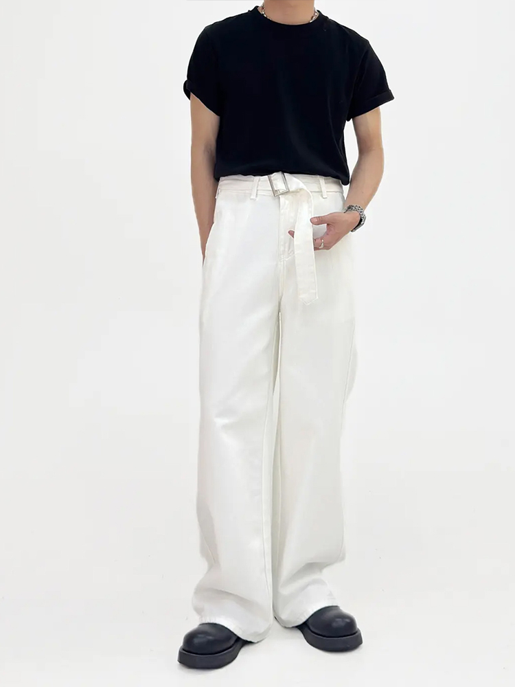 Men’s Summer Vintage Pure Cotton Loose Straight Wide-Leg Jeans - Casual Floor-Length Pants in American Style Men’s Summer Vintage Pure Cotton Loose Straight Wide-Leg Jeans - Casual Floor-Length Pants in American Style