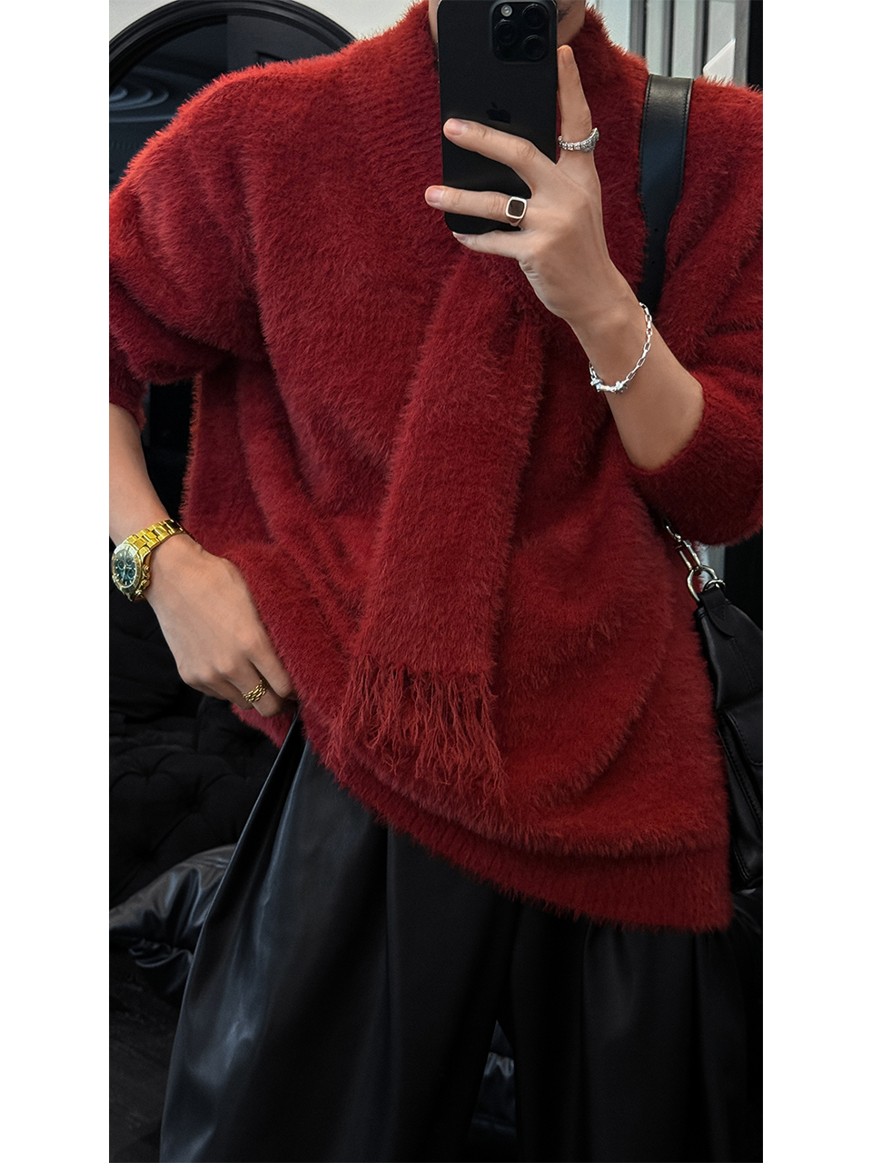 Men's Versatile Knitted Sweater - High-End Scarf Design, Lazy Style, Cleanfit, Perfect for Autumn/Winter 2024