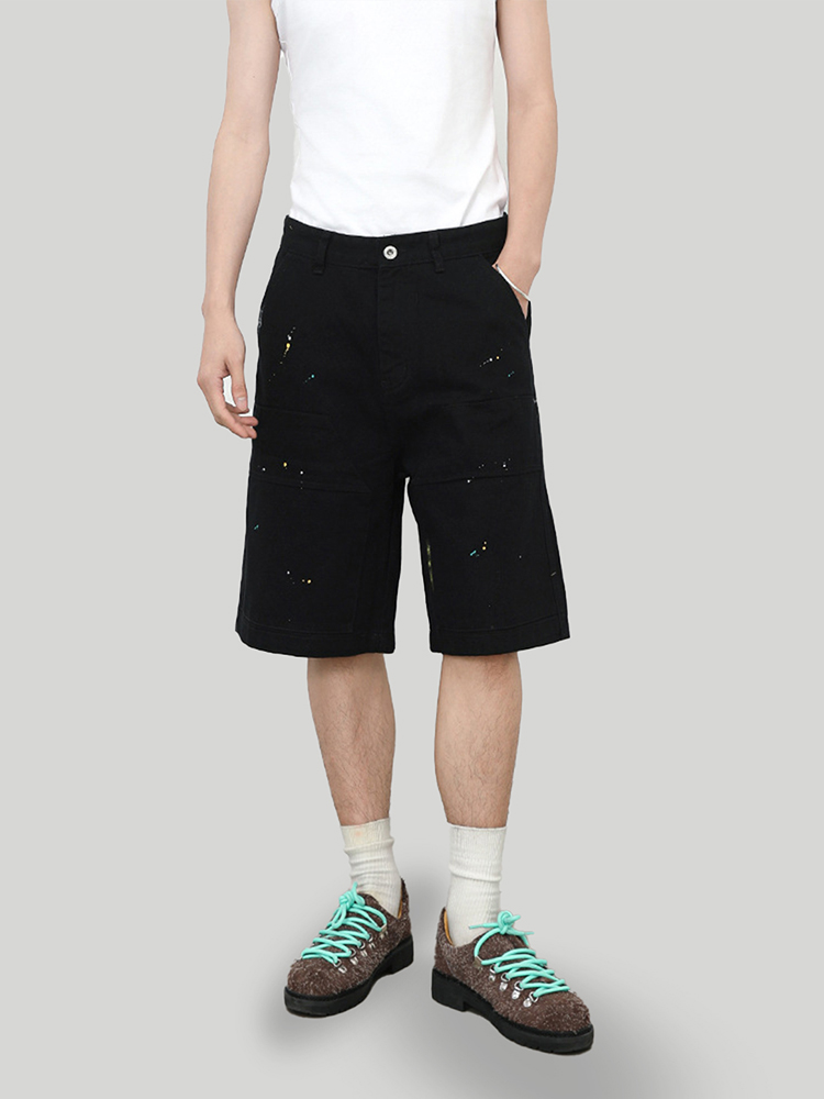 Men's Vintage Washed Distressed Denim Shorts - Casual Loose Fit Straight-Cut Mid-Length 90s Style Five-Point Summer Fashion