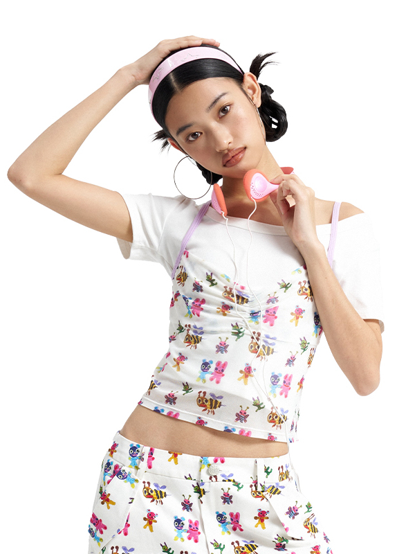 Mesh Printed Camisole with Colorful Design - Trendy 90s Inspired Top for Y2K Fashion Lovers