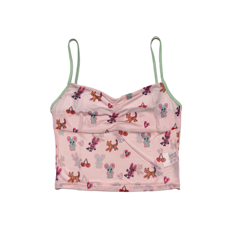 Mesh Printed Camisole with Colorful Design - Trendy 90s Inspired Top for Y2K Fashion Lovers Mesh Printed Camisole with Colorful Design - Trendy 90s Inspired Top for Y2K Fashion Lovers