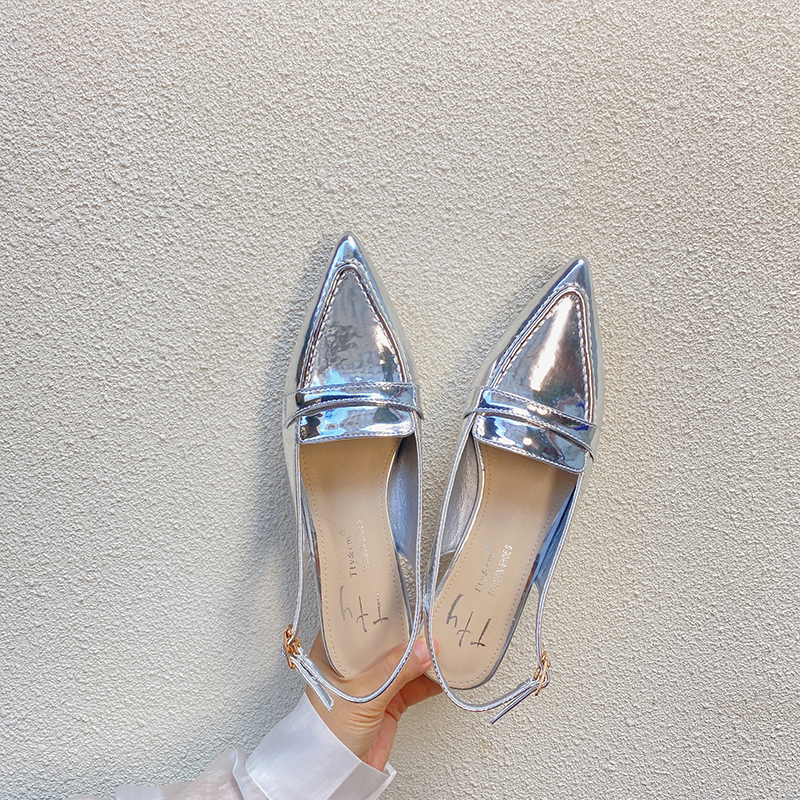 Metallic Textured Mules - Retro French Style High-End Pointed Toe Flats for Summer - Trendy Niche Footwear Metallic Textured Mules - Retro French Style High-End Pointed Toe Flats for Summer - Trendy Niche Footwear