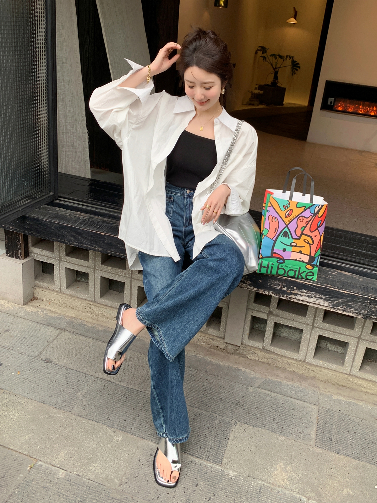 Metallic Thong Sandals for Women - Open-Toe Silver Flat Sandals, European American Style for Summer, Trendy Summer Footwear Metallic Thong Sandals for Women - Open-Toe Silver Flat Sandals, European American Style for Summer, Trendy Summer Footwear