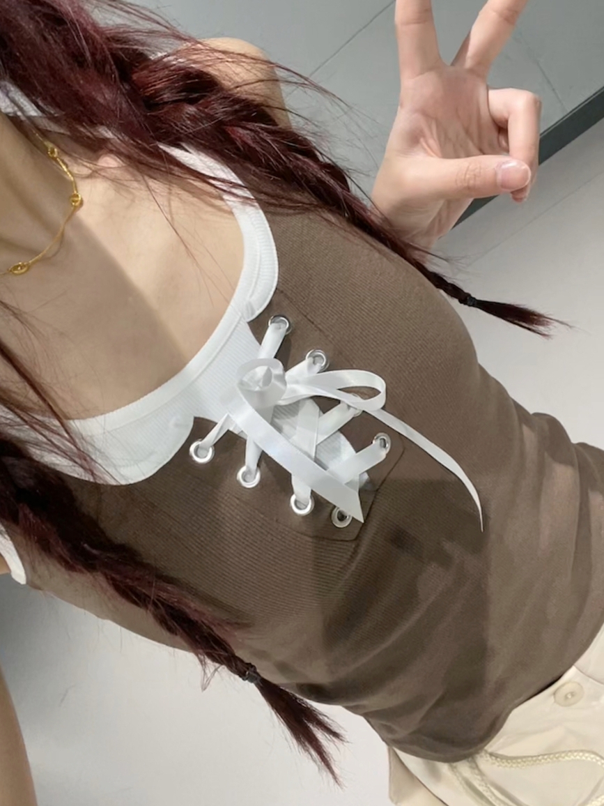 Mild Summer Women's Dance Pants Set - Coffee Camisole & Apricot Quick-Dry Cargo Pants, Perfect for Y2K and Casual Style Mild Summer Women's Dance Pants Set - Coffee Camisole & Apricot Quick-Dry Cargo Pants, Perfect for Y2K and Casual Style