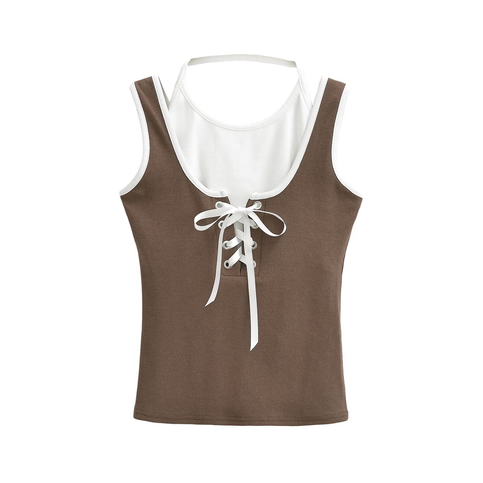 Mild Summer Women's Dance Pants Set - Coffee Camisole & Apricot Quick-Dry Cargo Pants, Perfect for Y2K and Casual Style