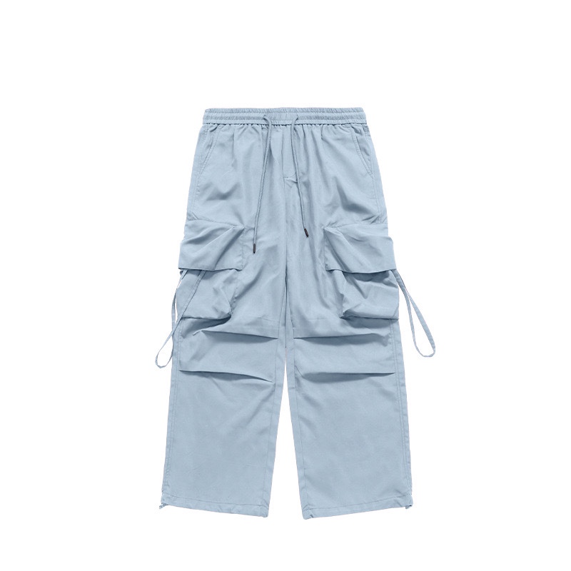 Milk Blue K-Pop Jazz Dance Top with Drawstring Cargo Pants - Casual Thin Long Trousers for Girls, 90s Inspired Fashion Milk Blue K-Pop Jazz Dance Top with Drawstring Cargo Pants - Casual Thin Long Trousers for Girls, 90s Inspired Fashion