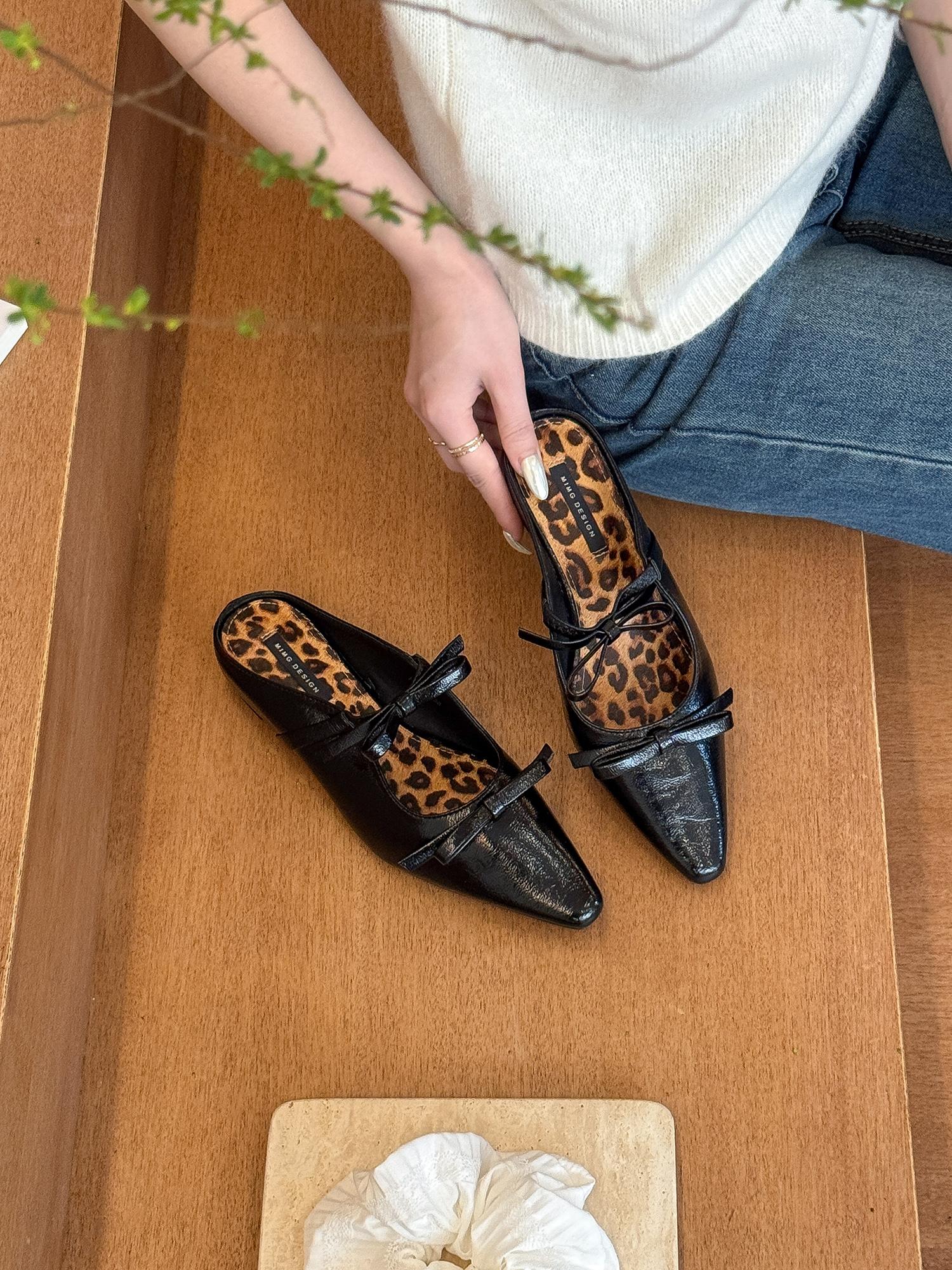 Milk White Pointed Toe Bow Half Slippers for Women - Spring Outdoor Mary Jane Style, Chic and Comfortable Footwear Milk White Pointed Toe Bow Half Slippers for Women - Spring Outdoor Mary Jane Style, Chic and Comfortable Footwear