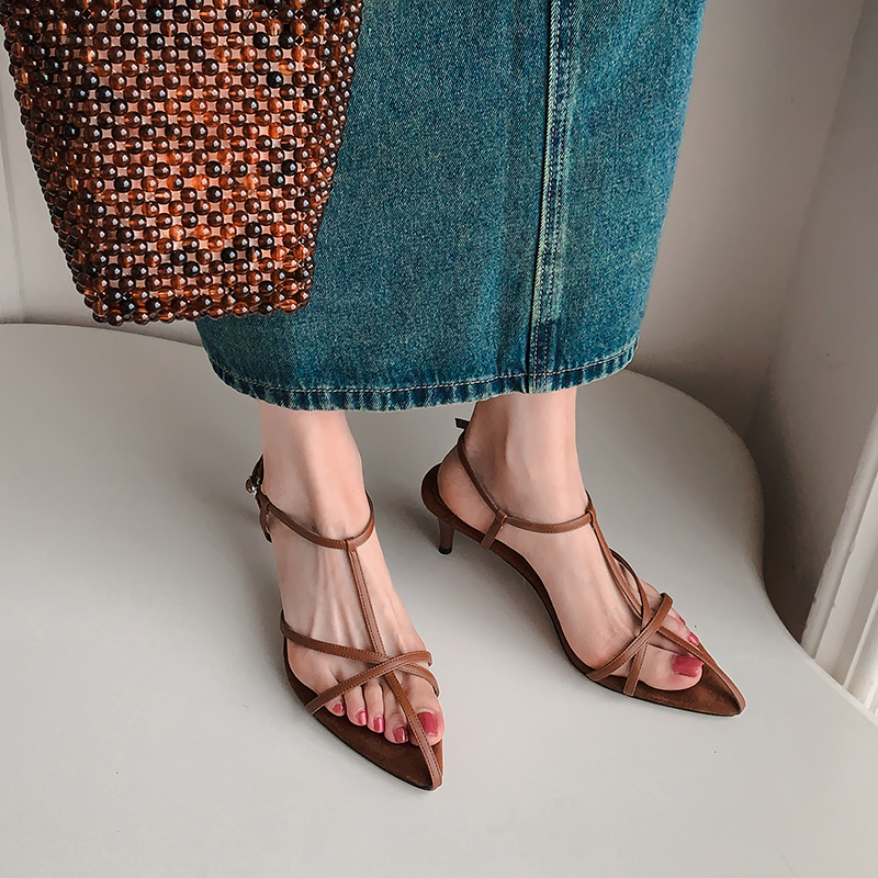 Minimalist Cross Strap Pointed Toe High Heel Sandals for Women - Sexy Open Toe Charm in Chic Design