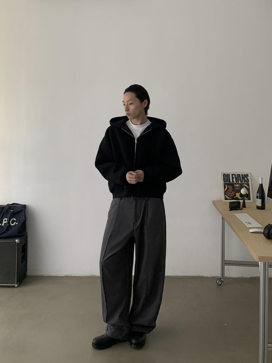 Minimalist High-End Air Layer Hooded Sweatshirt Unisex Boxy Zipper Jacket for Streetwear Style Minimalist High-End Air Layer Hooded Sweatshirt Unisex Boxy Zipper Jacket for Streetwear Style