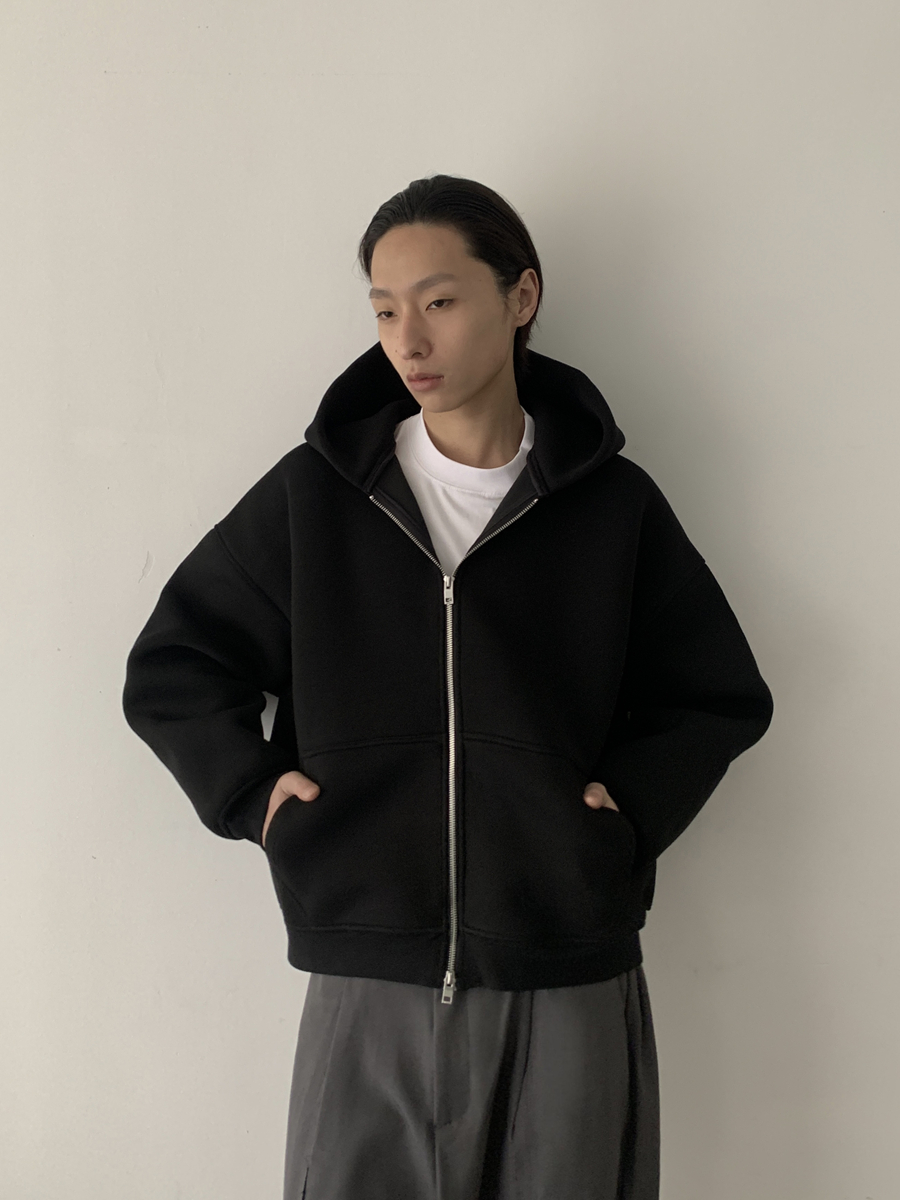 Minimalist High-End Air Layer Hooded Sweatshirt Unisex Boxy Zipper Jacket for Streetwear Style Minimalist High-End Air Layer Hooded Sweatshirt Unisex Boxy Zipper Jacket for Streetwear Style