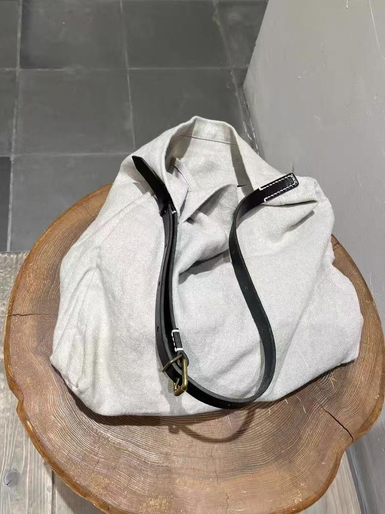 Minimalist Linen Canvas Tote Bag - Versatile Large Capacity Shoulder Crossbody Bag for Everyday Style