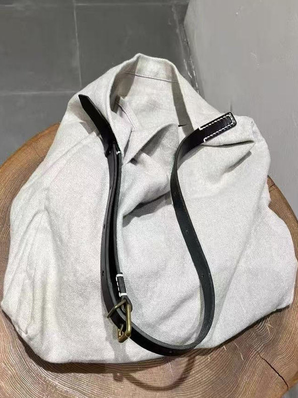 Minimalist Linen Canvas Tote Bag - Versatile Large Capacity Shoulder Crossbody Bag for Everyday Style