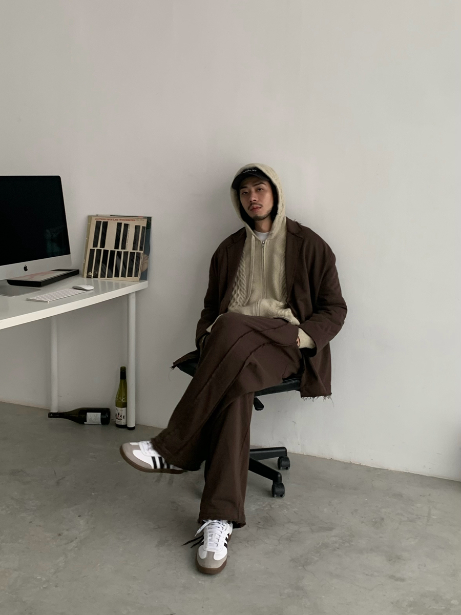 Minimalist Melange Frayed Spliced Oversized Casual Suit Jacket for Men - Trendy Loose Fit Street Style Outerwear Minimalist Melange Frayed Spliced Oversized Casual Suit Jacket for Men - Trendy Loose Fit Street Style Outerwear